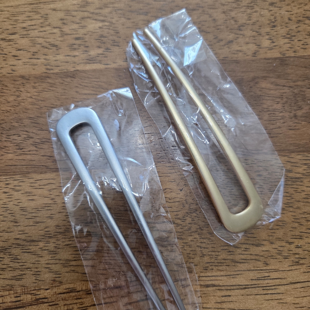 Gold and Silver Hair Fork Set